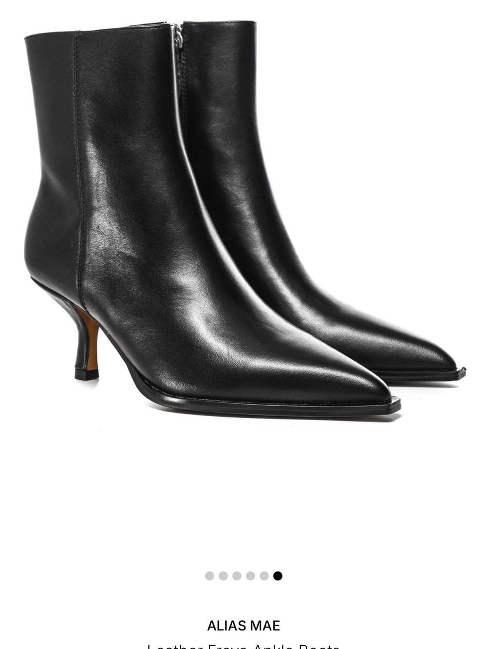 Alias Mae Black Leather Pointed-Toe Kitten Heel Ankle Boots